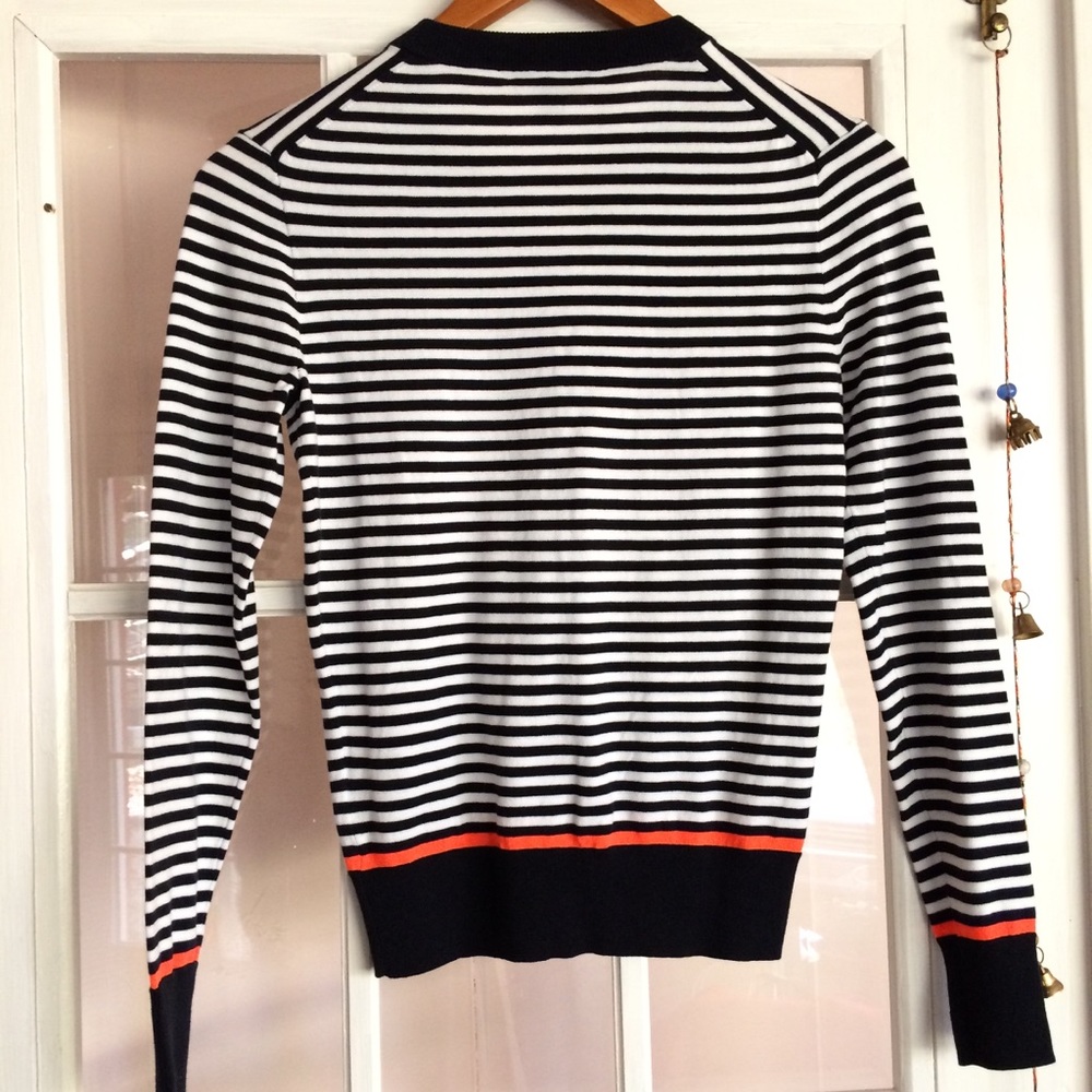 J. Crew Navy white orange striped Jackie cardigan - Picture 7 of 7
